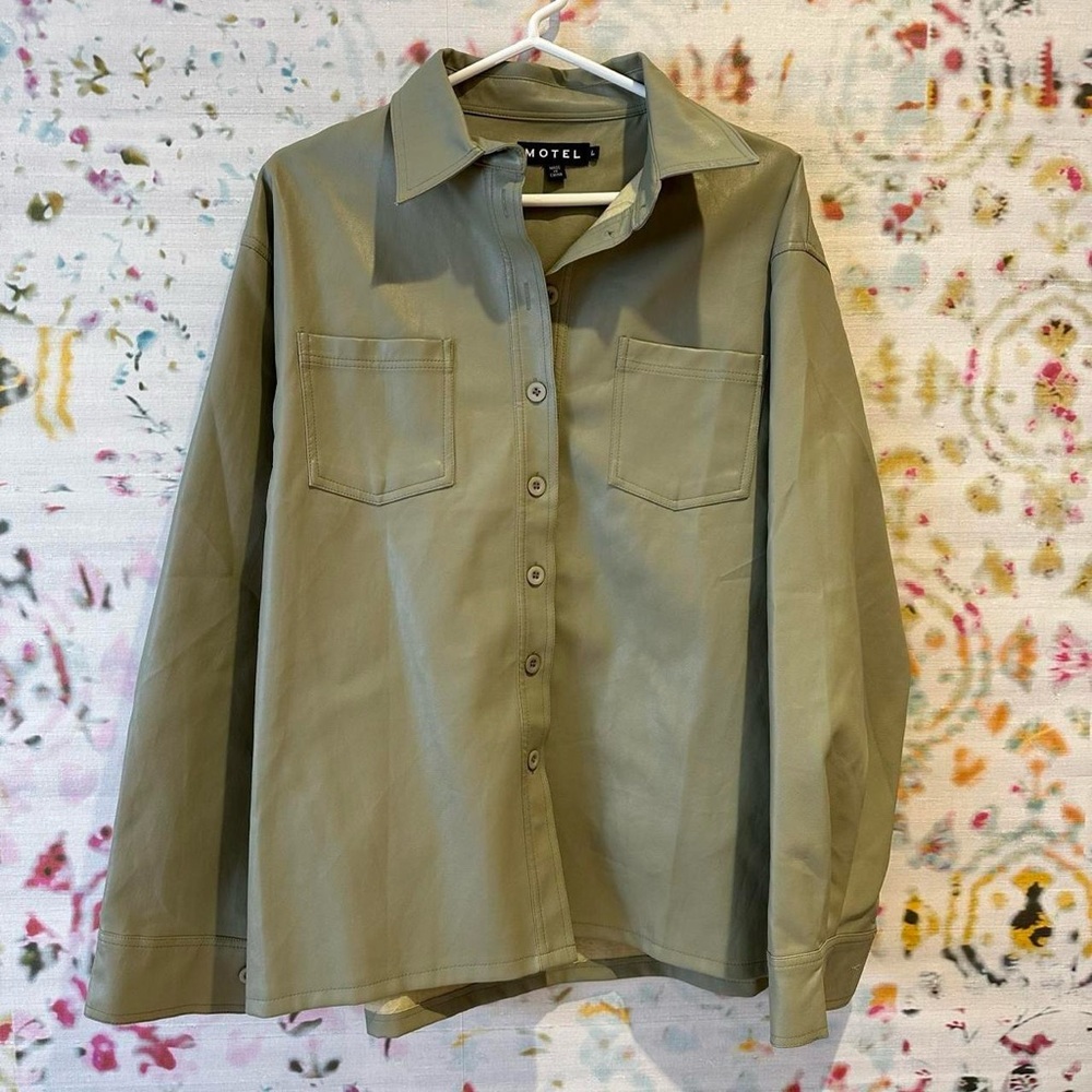 Motel Rocks Sage Green Casual Shirt